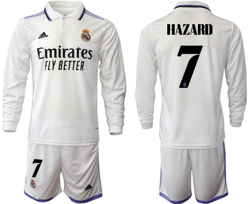 Men 2022-2023 Club Real Madrid home long sleeve white #7 Soccer Jerseys